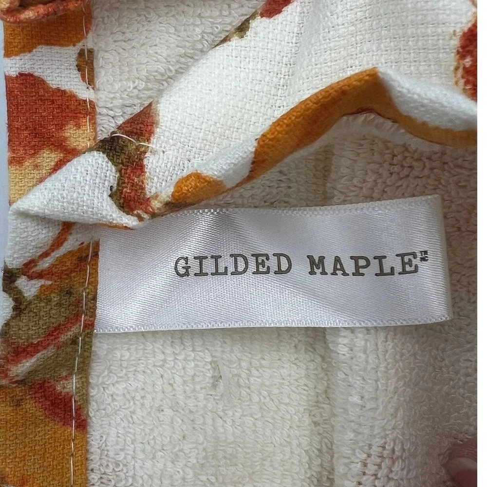 Gilded Maple Kitchen Towels Set 2 Cream Orange NWT Fall Leaves Acorn Autumn